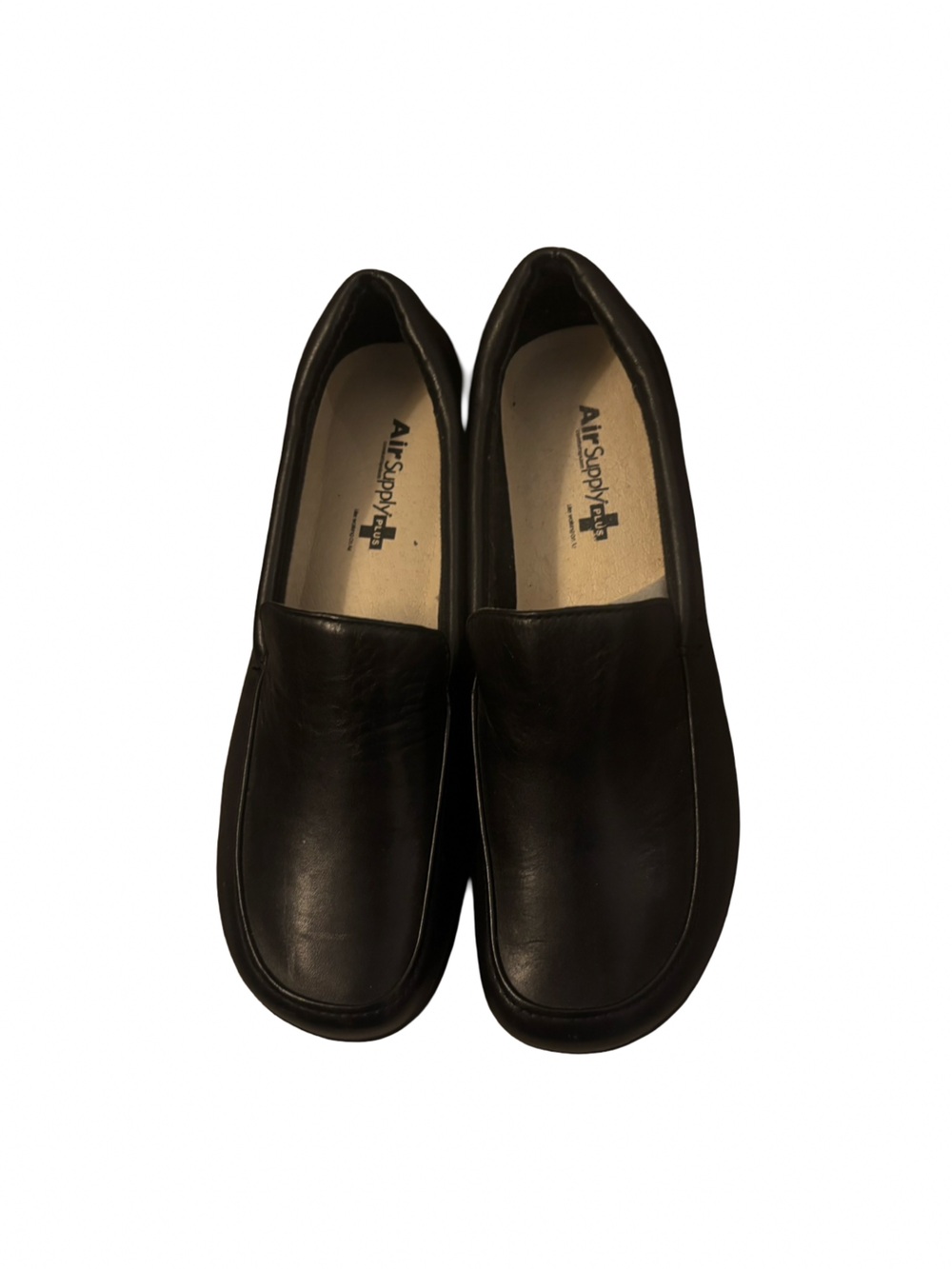 Air Supply Plus Poppy Nursing Women's Black Leather Slip-On  Loafers Size 10W